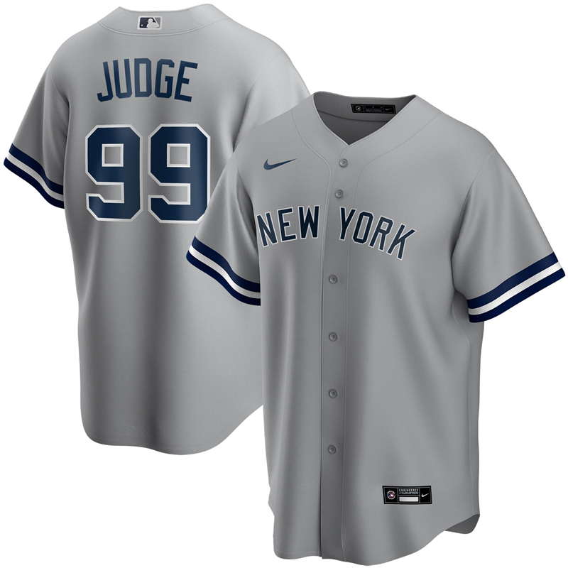 2020 MLB Youth New York Yankees #99 Aaron Judge Nike Gray Road 2020 Replica Player Jersey 1->youth mlb jersey->Youth Jersey